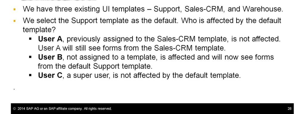 Now we select the Support template as the default template in the General Settings. What happens now?