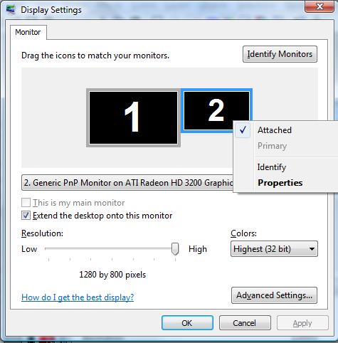 Image: Attaching 2 nd monitor - To finish, select the screen resolution in the slider presented.