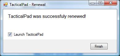To authenticate the copy of TacticalPad, fulfill the email and password input fields.