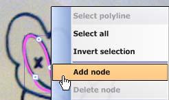 To add a node: Right click on the line where you wish to add the node and select Add node or simply double click on the position.