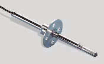 For temperatures Long metal probe head Stainless steel installation flange available Adjustable installation depth Application example: hot drying processes Mounting flange 210696 in mm (inches) The
