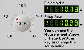 Setting voltage/current by rotary knob Use mouse to click on the rotary knob and move mouse to change the value.