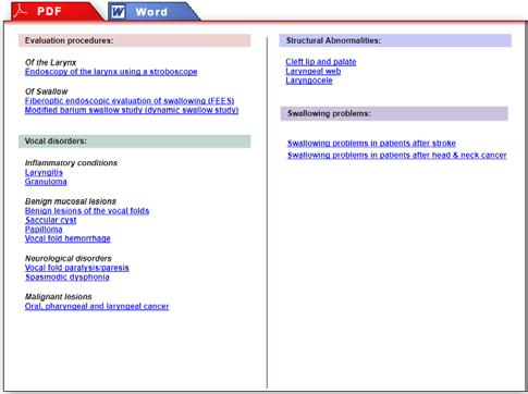 PATIENT INFO Use the Patient Info tab to access pdf files to share with