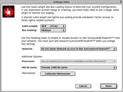 Setting the Cable Length and Bus Loading Settings Figure 3 The "Settings..." selection from the Edit Menu activates the dialog shown in figure 3. Why set the Cable Length and Bus Loading?