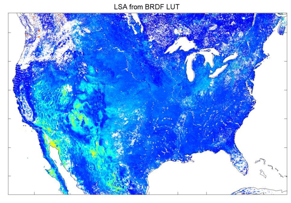 Maps of 16-day mean albedo Contiguous US maps of 16-day mean LSA from