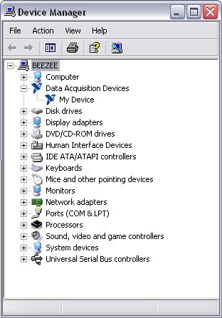 When you reconnect and power on the device, it appears as My Device in the Found New Hardware Wizard and Windows Device Manager, as shown in Figure.