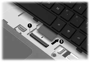 Release the zero insertion force (ZIF) connector (1) to which the keyboard cable is attached, and