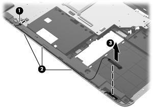 3. Release the Bluetooth module (3) from the clip built into the front speaker assembly. 4. Remove the Bluetooth module and the Bluetooth module cable. 5.