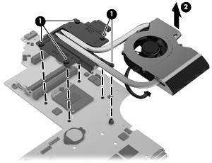 4. Remove the fan/heat sink assembly (2).