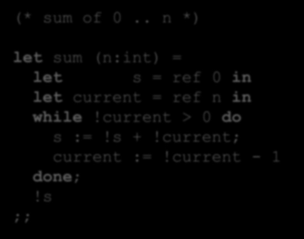 Imperative loops (* sum of 0.