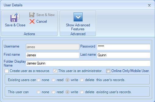 3. Enter the Username, First name, Last name, and Password for the user you wish to add to OfficeCalendar; type in a unique name to display the folder within other user s Outlook folder list in the