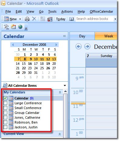 Sharing Microsoft Outlook Calendars with OfficeCalendar Viewing, entering, editing, and deleting appointments for another user is the same as entering them for yourself when using Outlook with