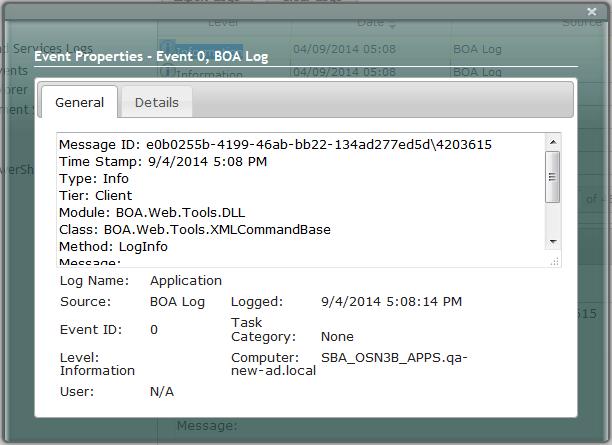 Figure 10-89: Detailed Log Display 3. To clear the displayed log, click the Clear Logs button. To export the logged events, click the Export Logs. 10.19.