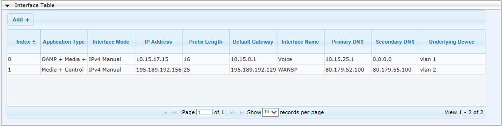 Open the IP Settings page (Configuration tab > VoIP menu > Network > IP Settings). Figure 11-8: DNS Server Settings 2.