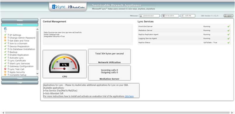 Mediant 800B SBA Figure 1-1: SBA Home Page (Additional AudioCodes Applications Link) New SBA Image Figure 1-2: SBA