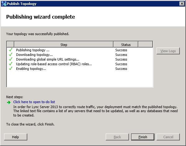 Mediant 800B SBA 2. Click Next; the following screen appears: Figure 8-17: Publish Wizard Complete 3.
