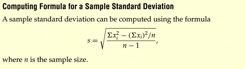 How to compute a Sample Standard Deviation?