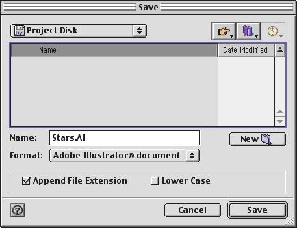 Save dialog box FIGURE A-13: Saving an Illustrator document on a PC and a Macintosh Save in list arrow Save button Filename Save dialog box Project Disk Filename Save button Append