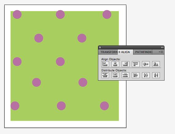 12. PROJECT 2 In this project we ll use the shape tools, alignment palette, and swatches palette to create a pattern.