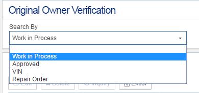3.6 Original Owner Verification You can create requests for Original Owner Verification in this screen.