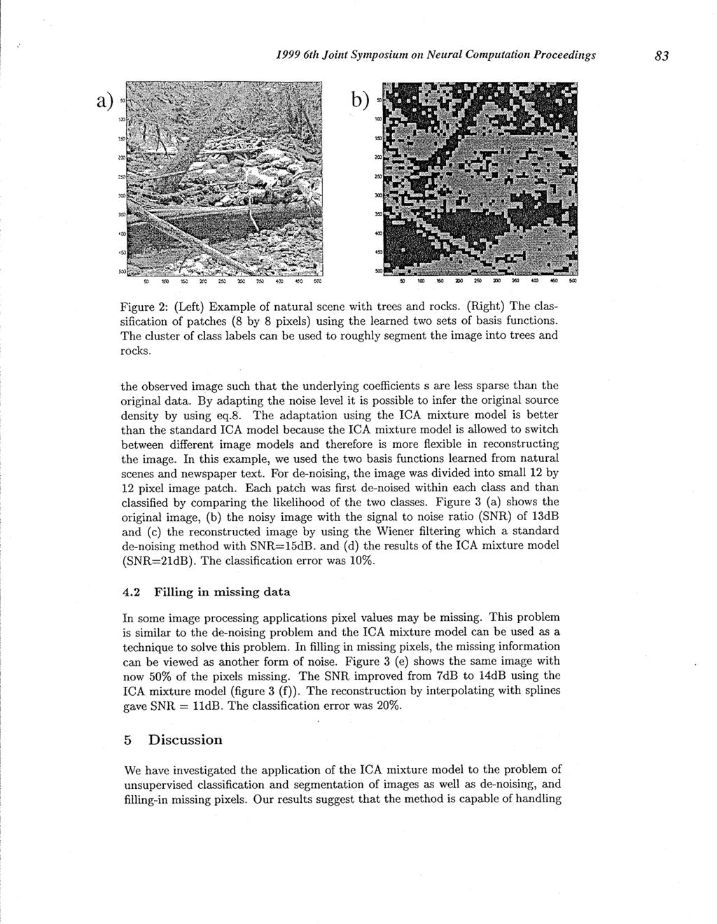 1999 6th Joint Symposium on Neural Computation Proceedings Figure 2: (Left) Example of natural scene with trees and rocks.