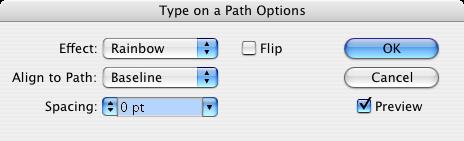 Path Type Options There are five new preset alignment options for text on a