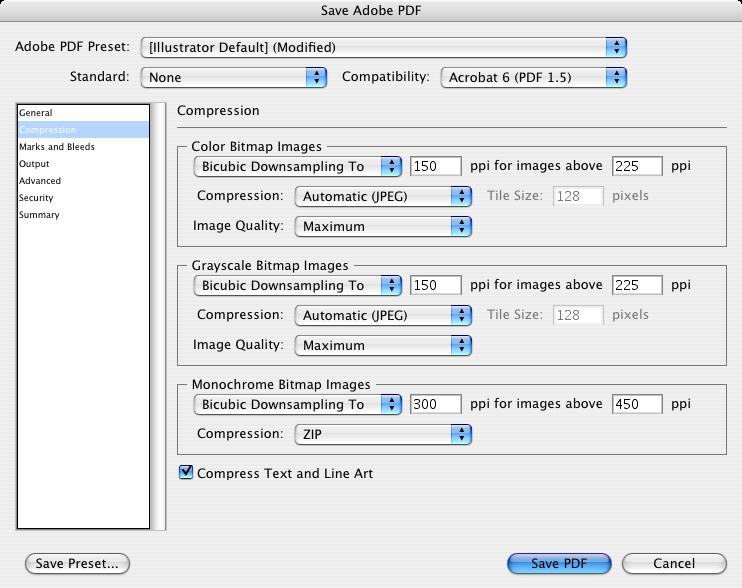 Compression Settings For most office printers, a resolution of 150-225 ppi (pixels per inch) is sufficient for color or grayscale photos.