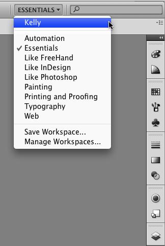 Workspaces The default workspace for most Creative Cloud programs is called Essentials. Workspaces are, in essence, saved panel positions with your most frequently used panels.