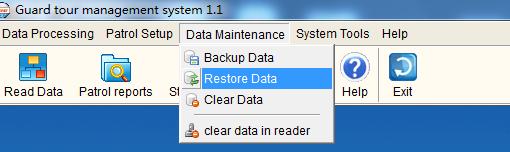 Click on the Restore option. The Restore Data window will pop out.