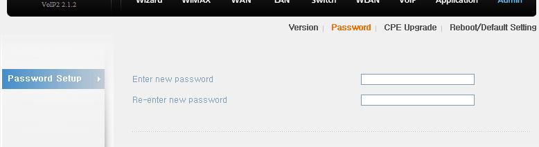 Admin (Password) Select Admin Password from the menu.