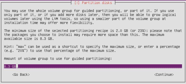 partition size Select