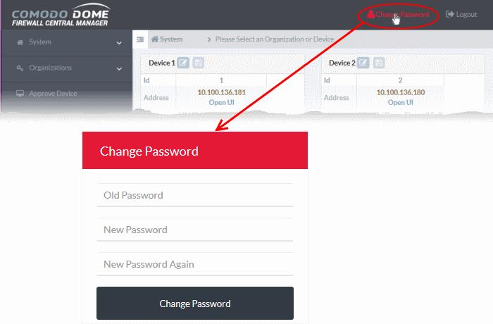 The 'Change Password' dialog will appear.