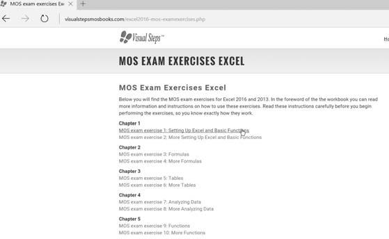 263 You see the web page with the MOS exam exercises. Open an exercise: A new web page opens.