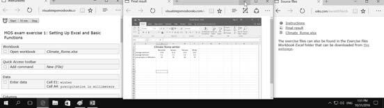 If you have finished the exercise, you can compare your Excel window with the final results shown in the small window in the center of your screen. 3.