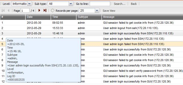 Figure 5: Log message view Log message in raw format Log message in columnar format The log messages vary by levels. For more information, see Configuring Logs and Reports on page 115.