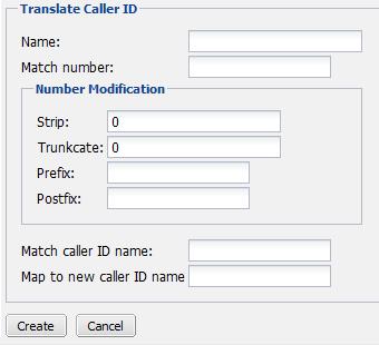 Figure 4: Caller ID modification 3. Configure the following: Name Match number Number Modification Match caller ID name Map to new caller ID name Enter the name for this caller ID modification record.