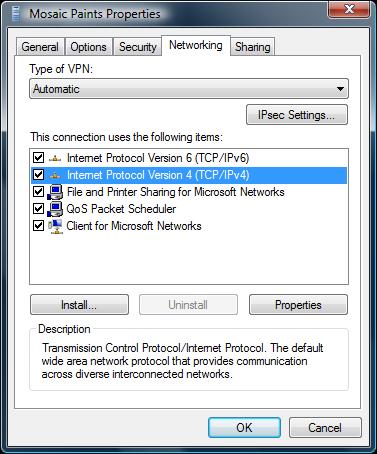 Figure 50Step 16 and 17of Setting Up a PPTP VPN Connection 17 Select Internet