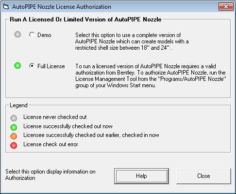 Select the Full License option. The full license option is only available on systems that have one following: a. AutoPIPE Advanced License b.