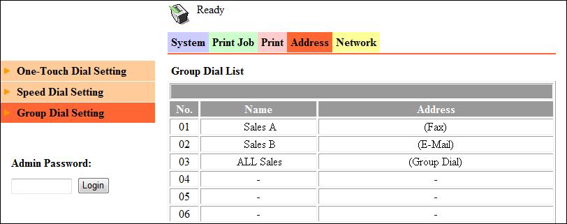 8.3.15 [Address] - [Group Dial Setting] This item enables you