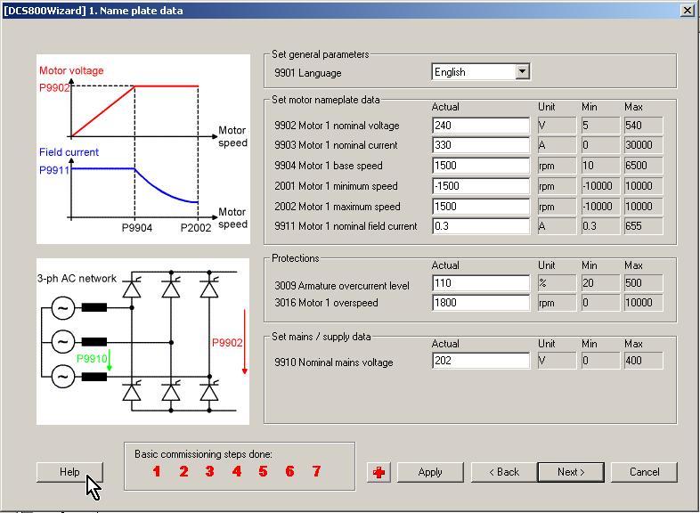 1000 parameters Correct commissioning sequence
