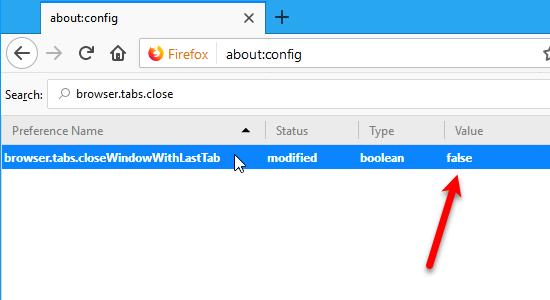 If you want to be able to close the last tab without closing the browser, you can change a setting in the advanced configuration settings.