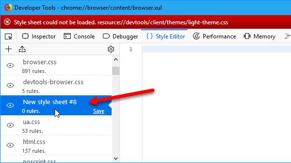 Go back to the tab in the main Firefox window containing the CSS