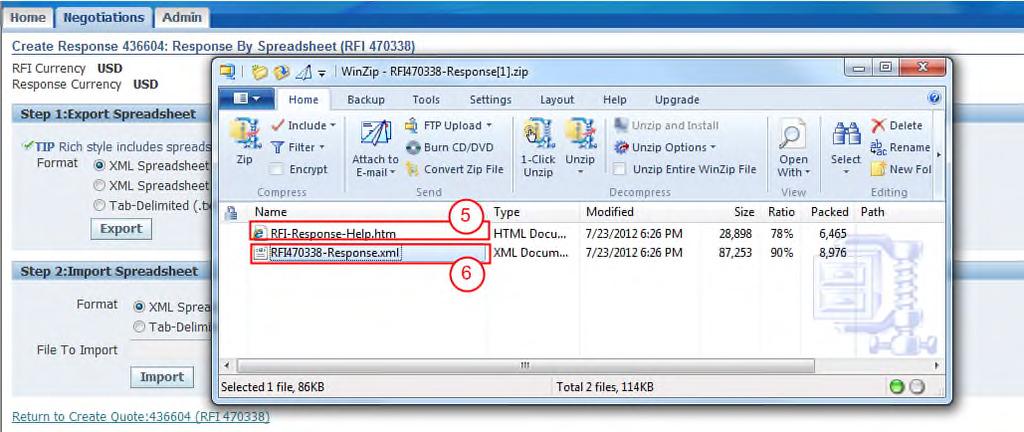 ( 5 ) The RFI Response Help.htm file describes the information contained in the spreadsheet and provides the instructions for creating and importing responses in RFIs using the spreadsheet.