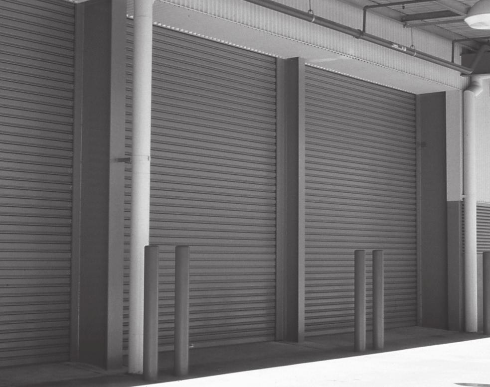 10/100 industrial slat type shutter features Custom built with chain or heavy duty electric operation. specifications BOTTOM RAIL: Steel box section, 75mm (h) x 40mm (w) bottom rail.