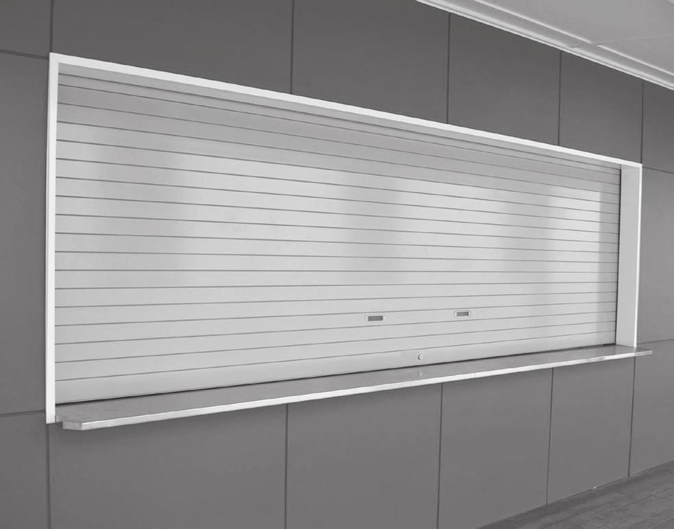Series 40 industrial type aluminium shutter features Ideal for sporting complexes, clubs, bars, fire reel enclosures and counter tops. High level of security.
