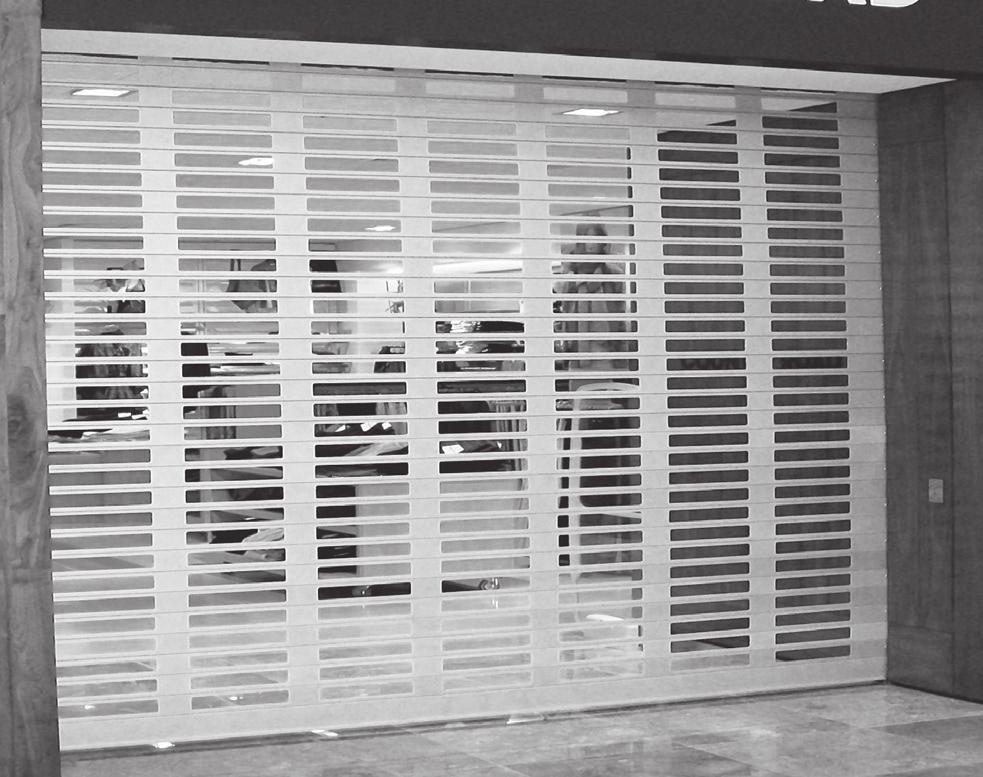 Series 90 industrial type aluminium shutter features Ideal for shopping centre shopfronts, secure parking structures, arcades, sporting complexes, clubs and bars. High level of security.