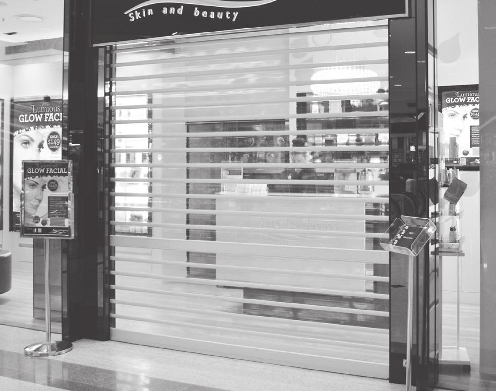 Clear-A-View poly carbonate shutter features Ideal for shopping centre shopfronts, arcades, sporting complexes, clubs and bars. High level of security.