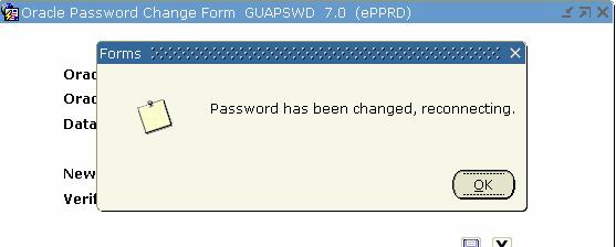 Tab to the New Oracle Password field, enter your new password.