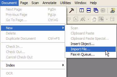 Importing documents with AX Document Manager Importing documents with AX Document Manager You can create a new document in ApplicationXtender by importing an existing file.