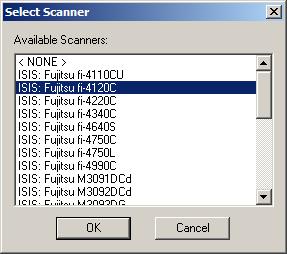 How to configure your scanning session Configure the scanner 6 Click on the Select Scanner icon to display a list of scanners. 7 Highlight the correct scanner and click OK.